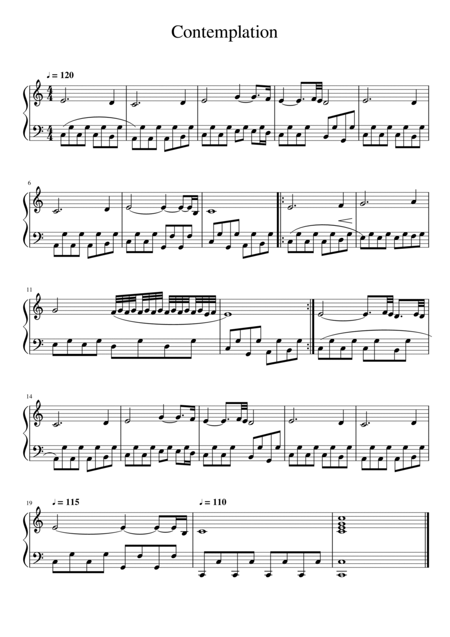 Contemplation (Piano) Contemplation (Piano) Easy Piano scores gallery preview page 1