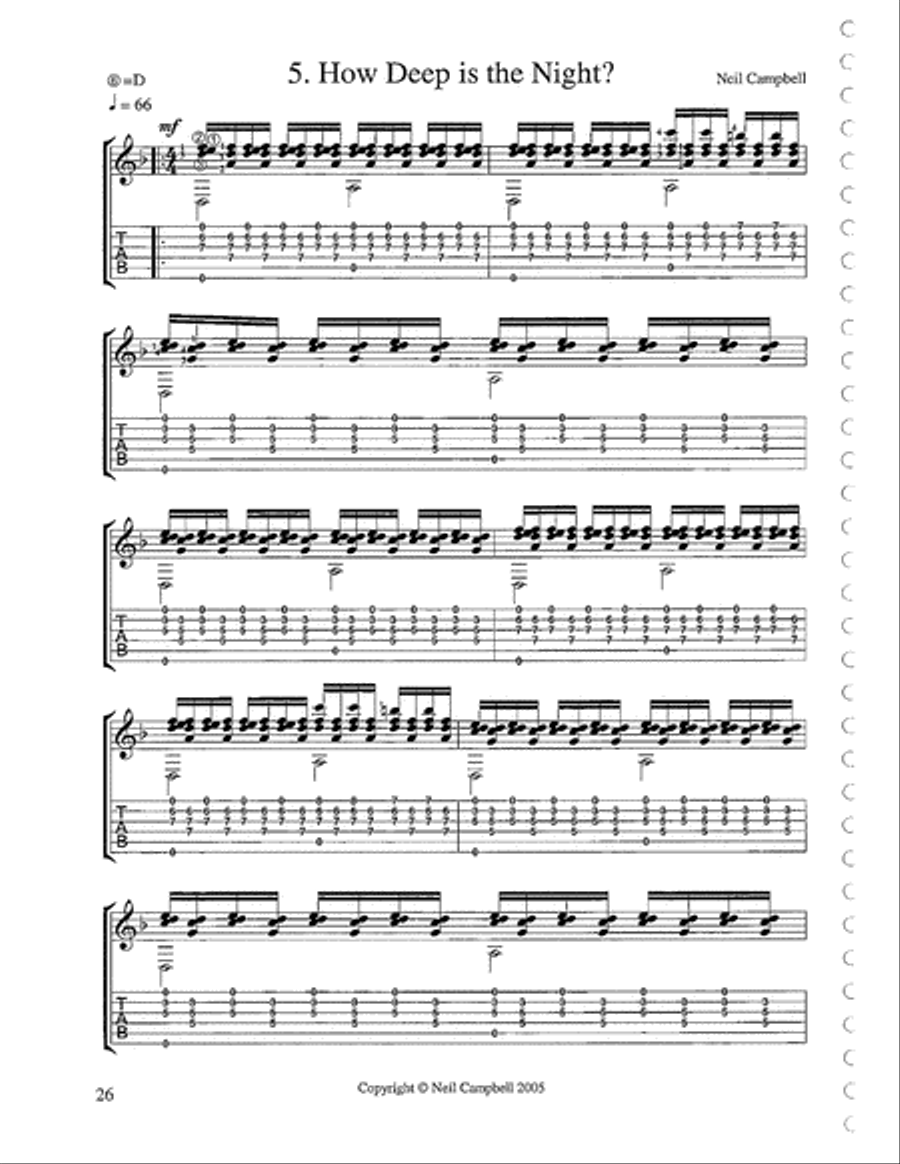 How Deep is the Night Classical Guitar scores gallery preview page 1