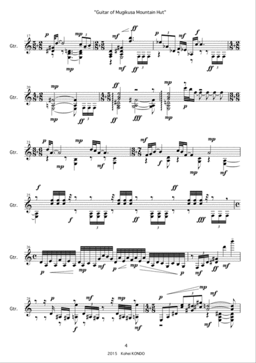 "Guitar of Mugikusa Mountain Hut"　for guitar solo 　Op.151