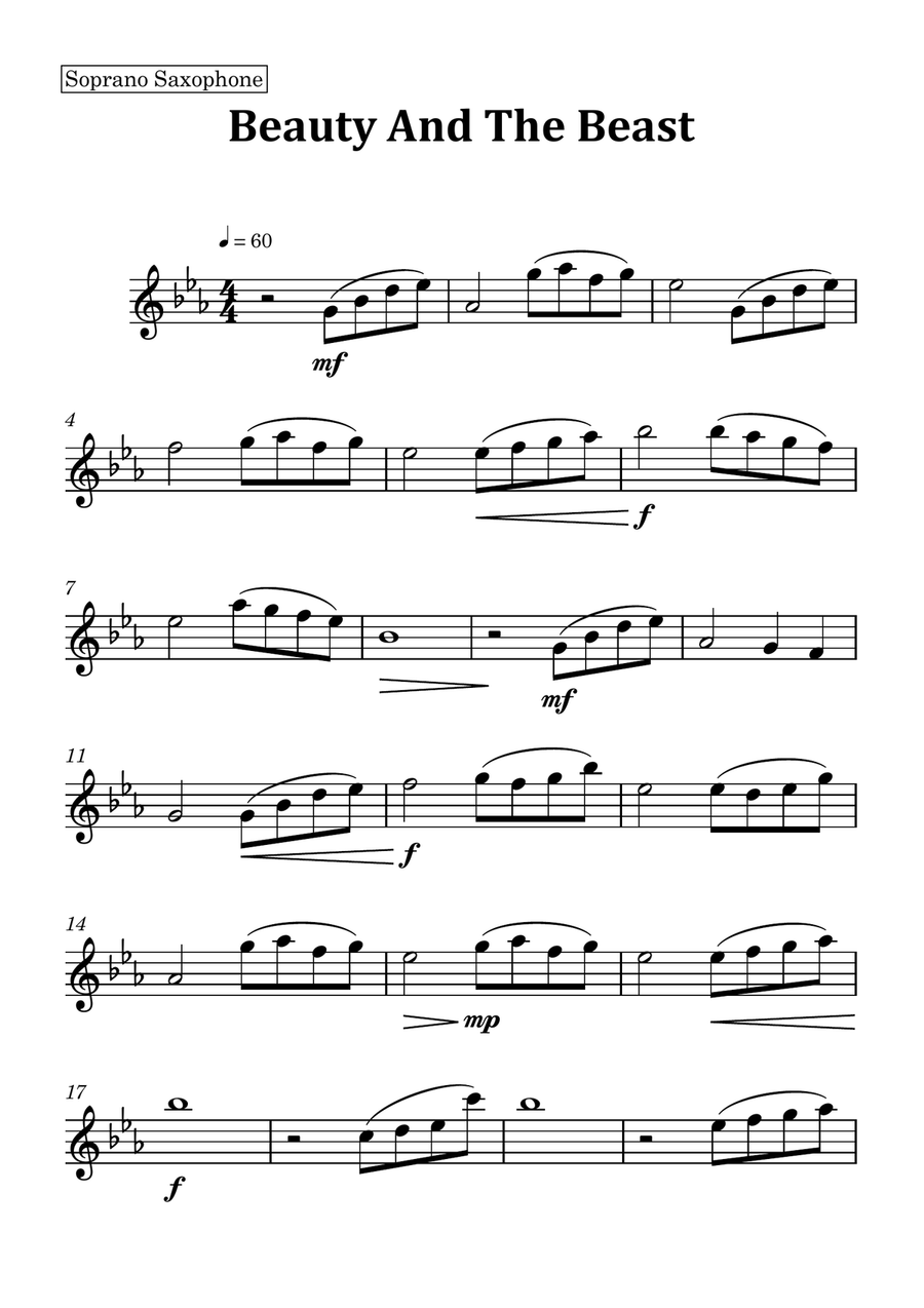 Beauty And The Beast Saxophone Quintet scores gallery preview page 6