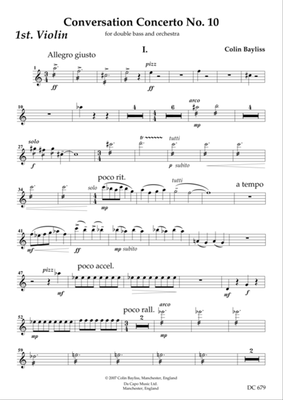 Conversation Concerto No.10 - for double bass and orchestra [parts for strings] String Quartet scores gallery preview page 1
