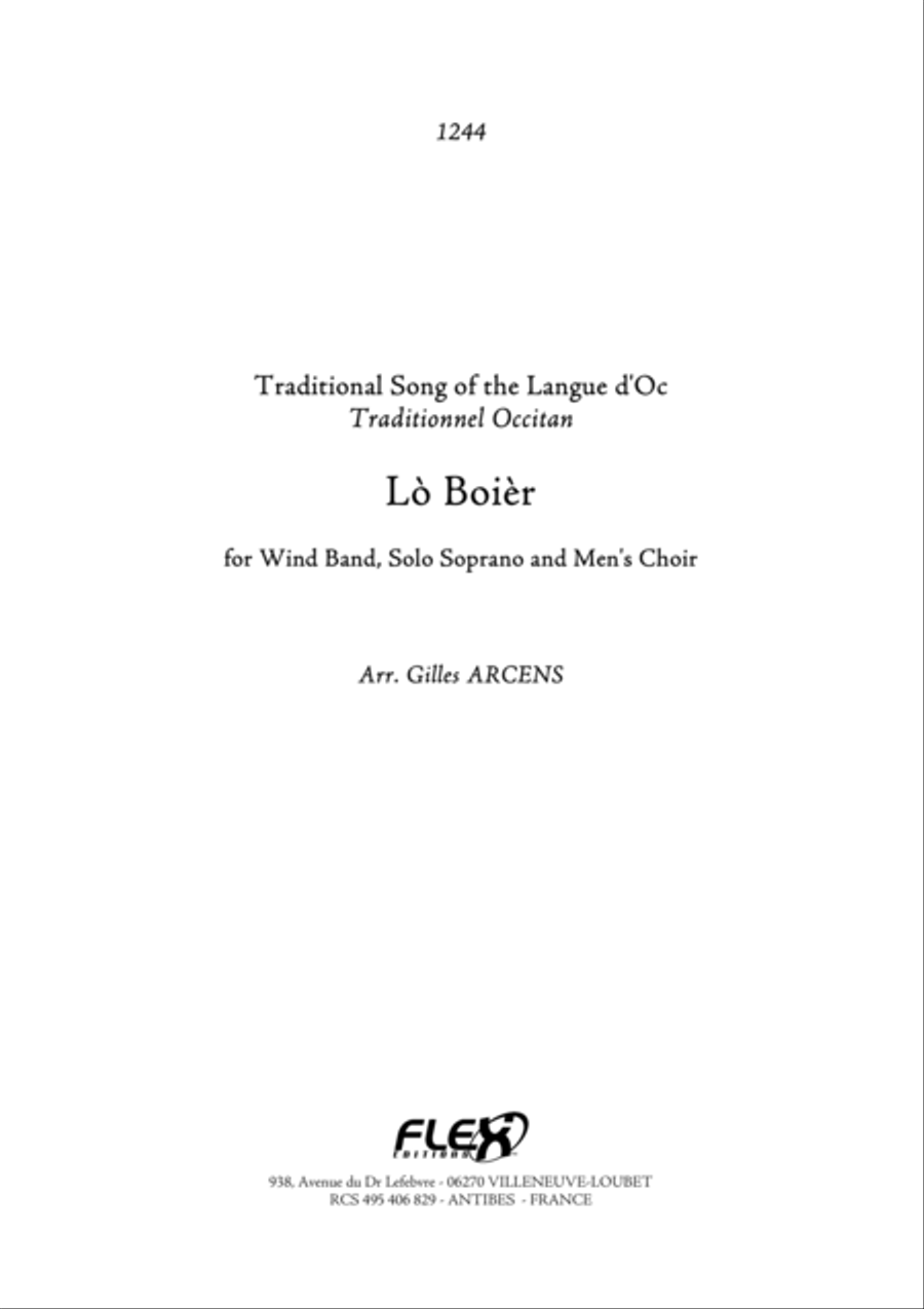 1244 - 1- Lo Boier 1244 - 1- Lo Boier Men's Choir scores gallery preview page 1