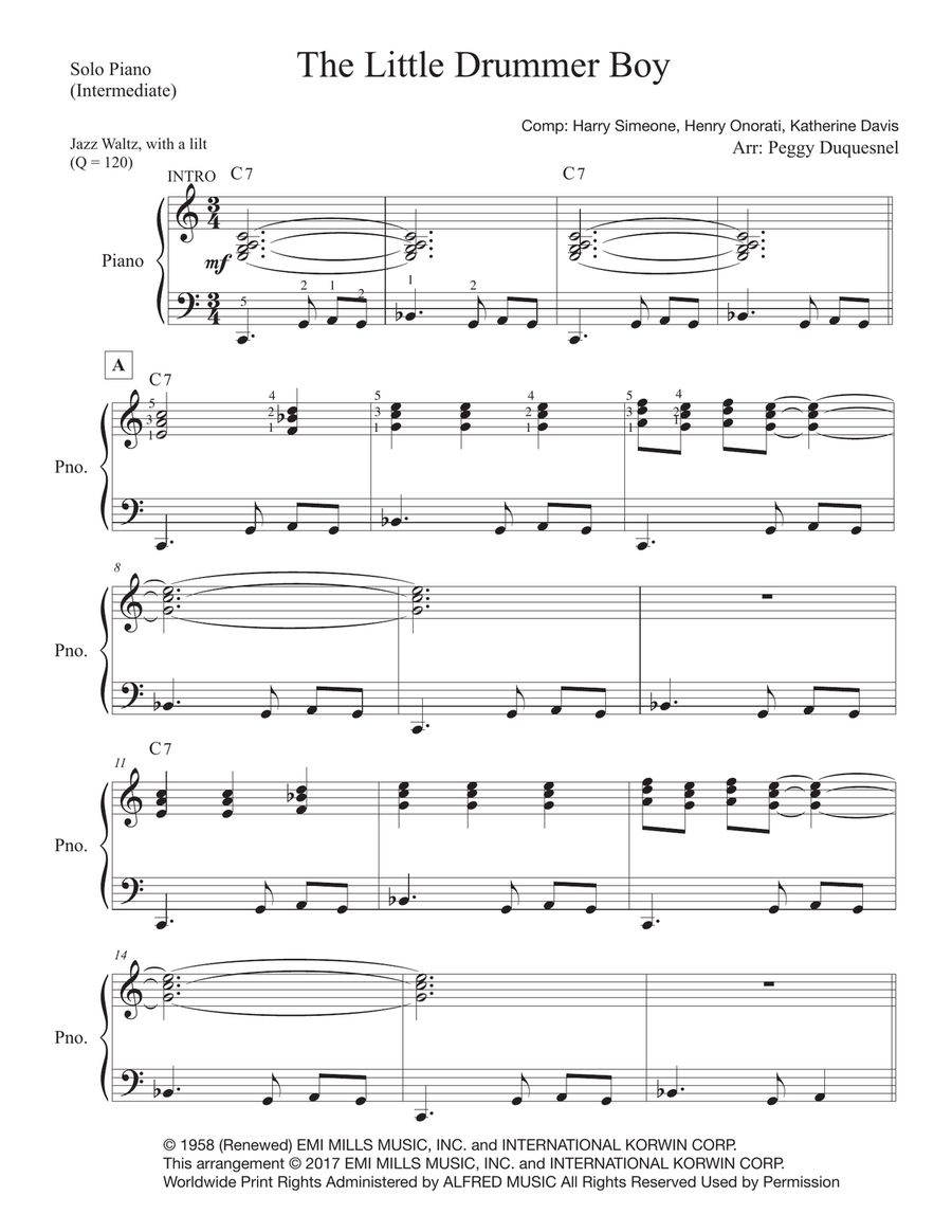 The Little Drummer Boy Piano, Vocal scores gallery preview page 1