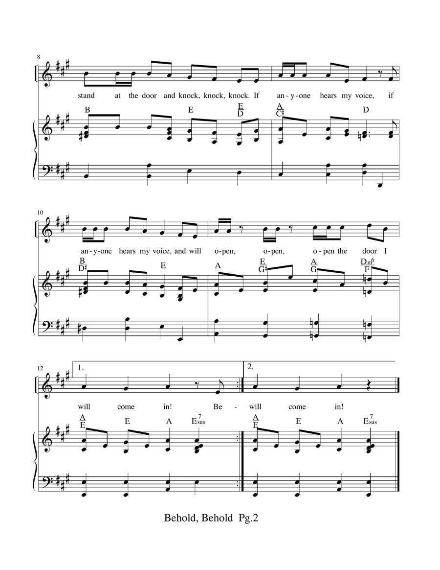 Behold, Behold Piano, Vocal scores gallery preview page 2