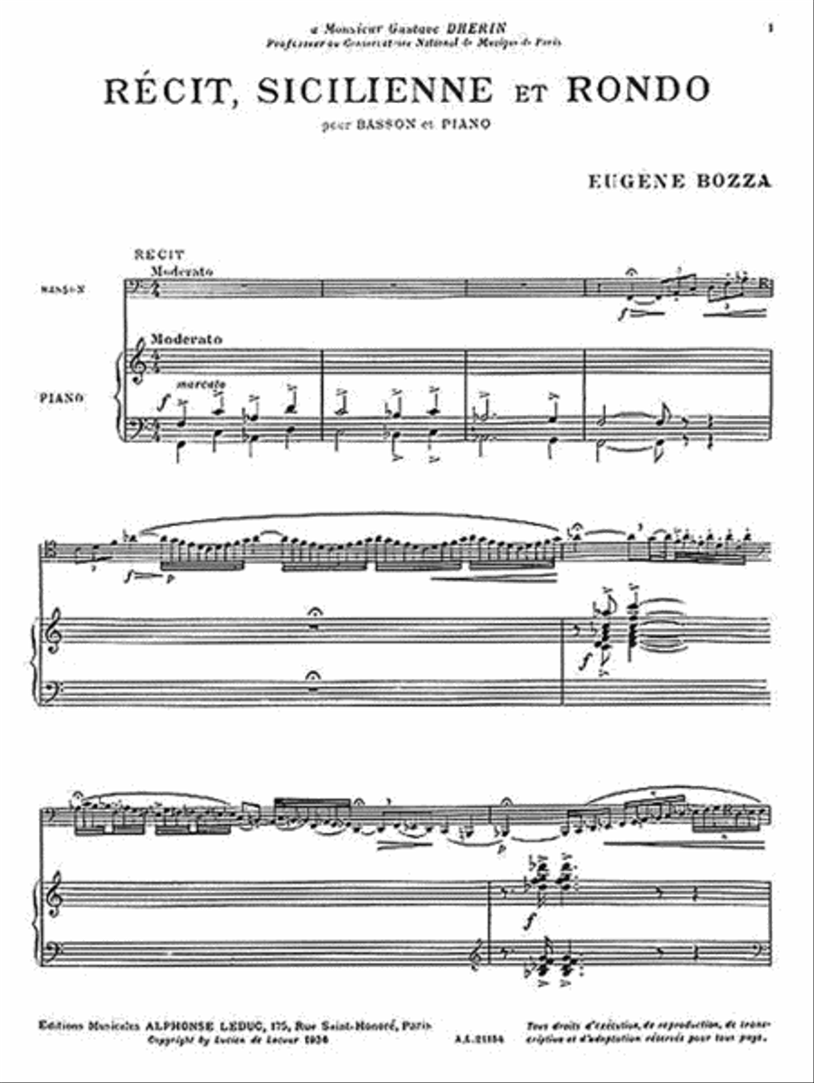 Recit, Sicilienne And Rondo For Bassoon And Piano Bassoon Solo scores gallery preview page 3