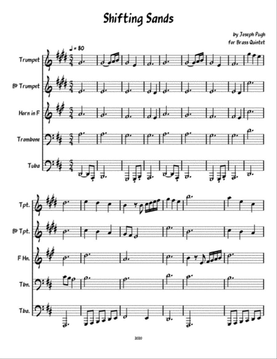 Shifting Sands (Brass Quintet) Brass Quintet scores gallery preview page 1
