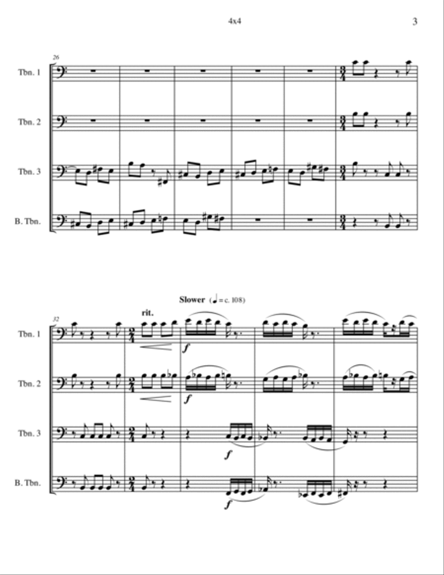 4x4 (for trombone quartet) Trombone Quartet scores gallery preview page 3