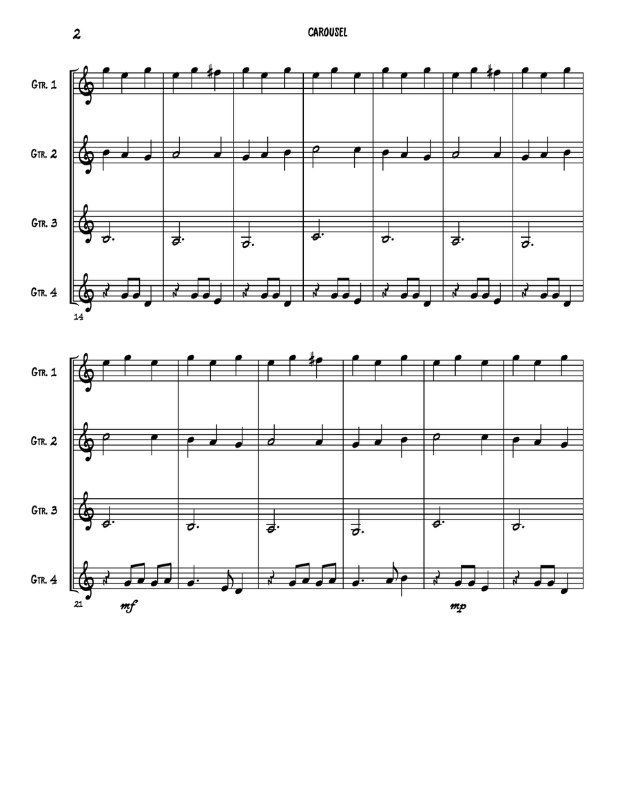 CAROUSEL - Junior Guitar Ensemble (Score & Parts) image number null