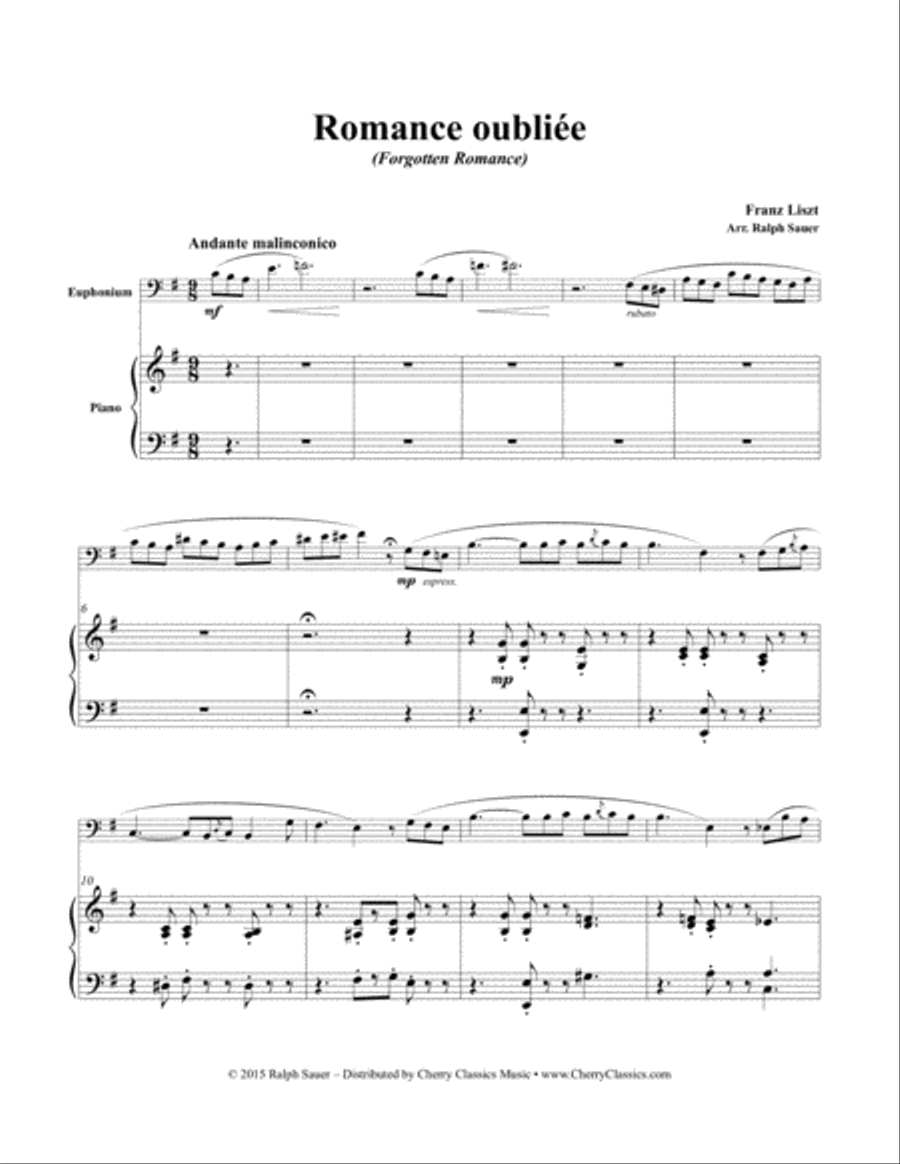 Romance oubliee (Forgotten Romance) for Euphonium & Piano