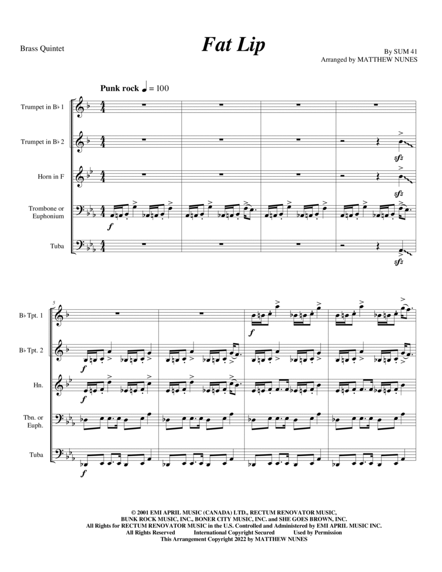 Fat Lip Chamber Music scores gallery preview page 1