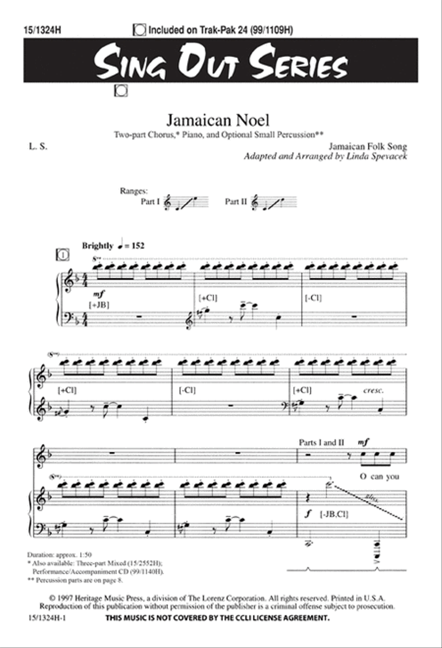 Jamaican Noel 2-Part scores gallery preview page 1