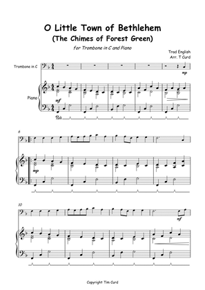O Little Town of Bethlehem for Solo Trombone in C and Piano