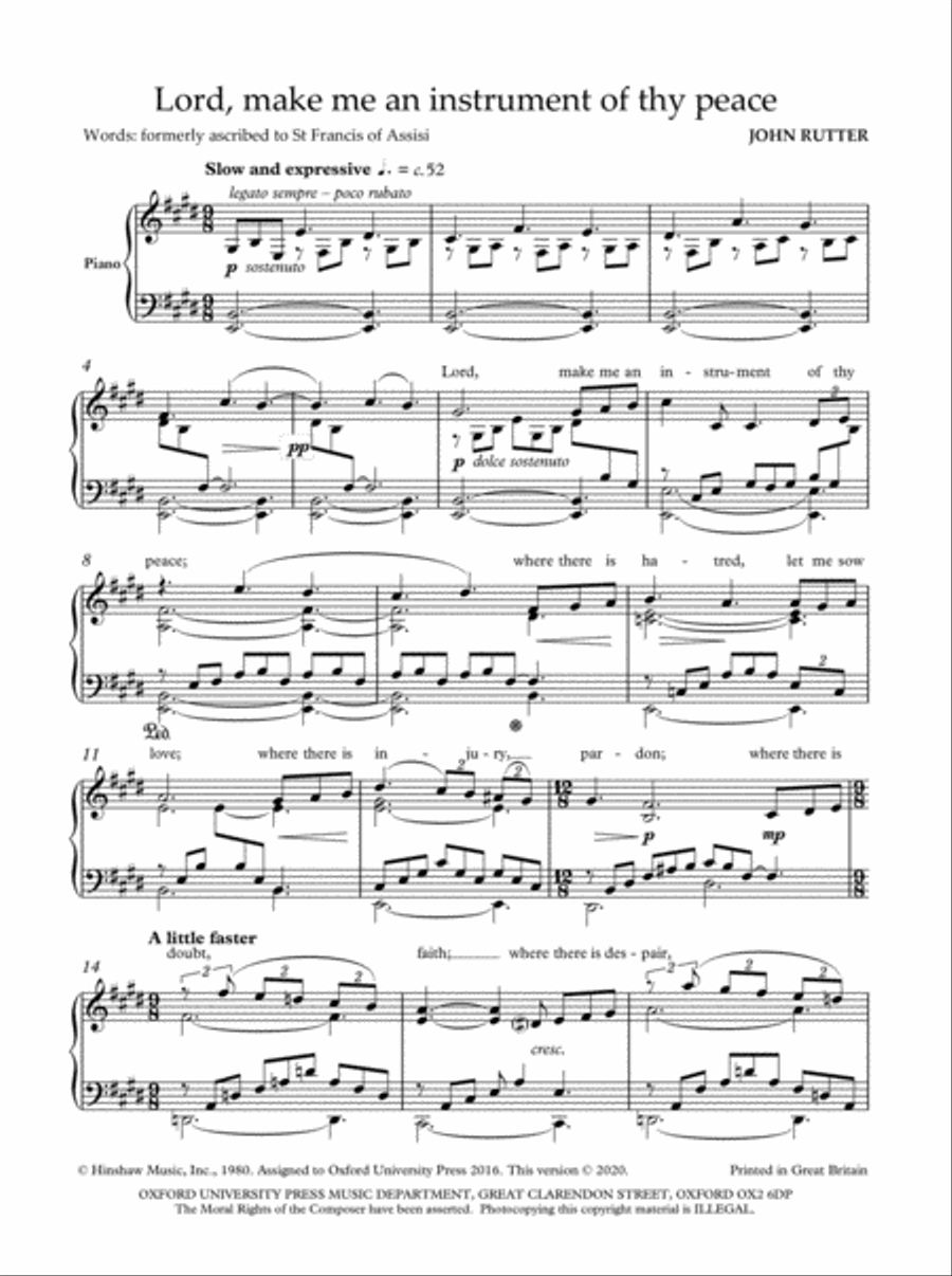 Lord, make me an instrument of thy peace Piano Solo scores gallery preview page 2