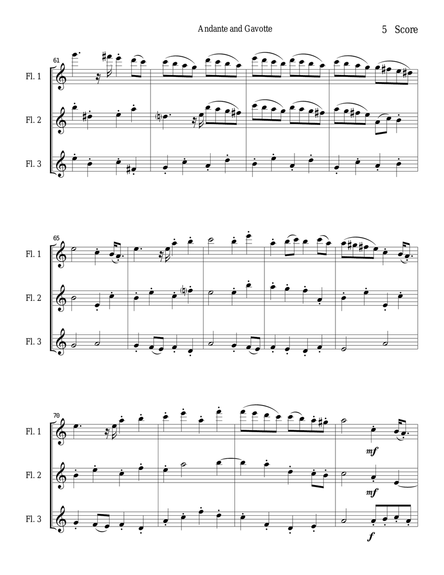 Andante and Gavotte by William Boyce for Flute Trio Flute Trio scores gallery preview page 5