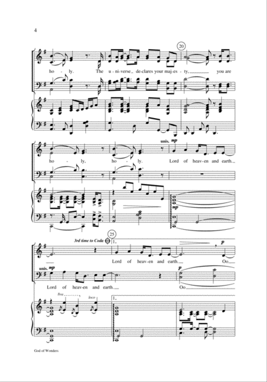 God of Wonders God of Wonders 4-Part scores gallery preview page 4