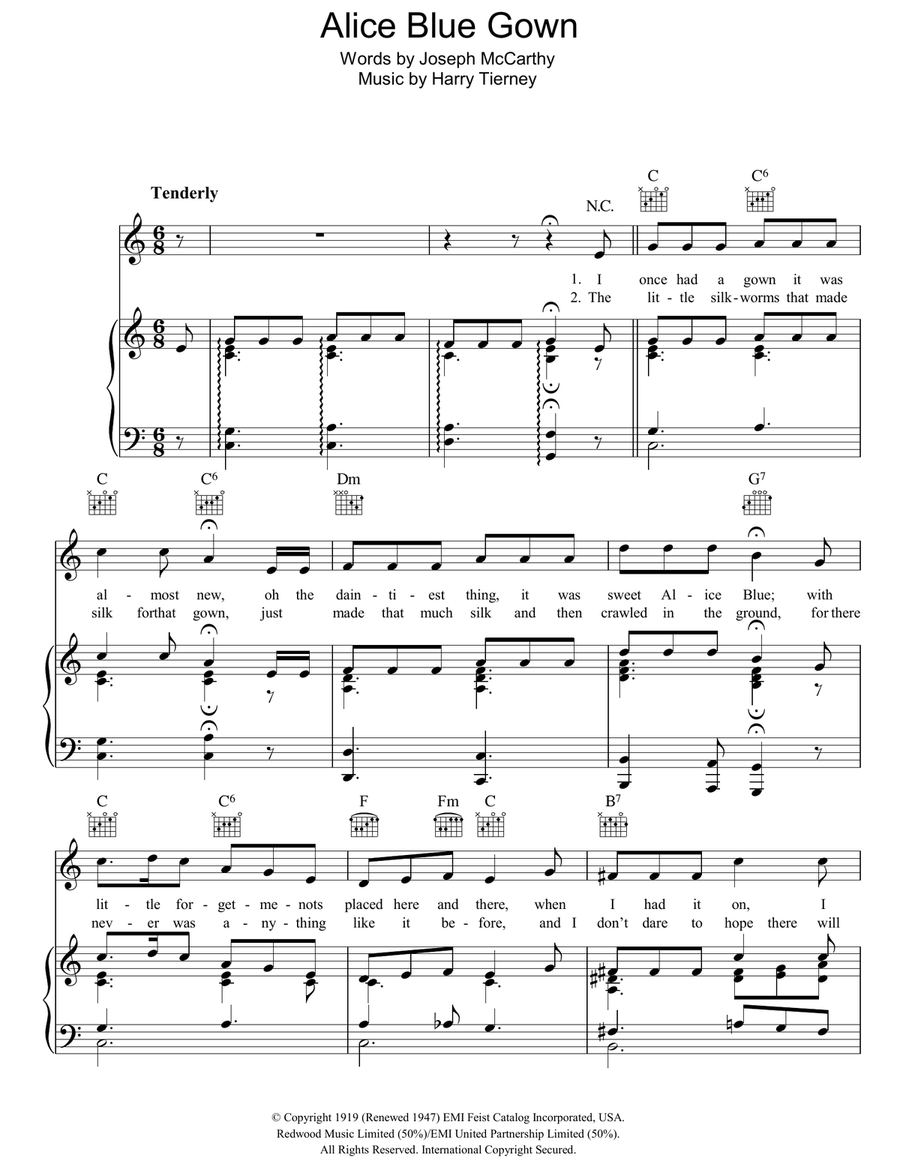 Alice Blue Gown Piano, Vocal, Guitar scores gallery preview page 1