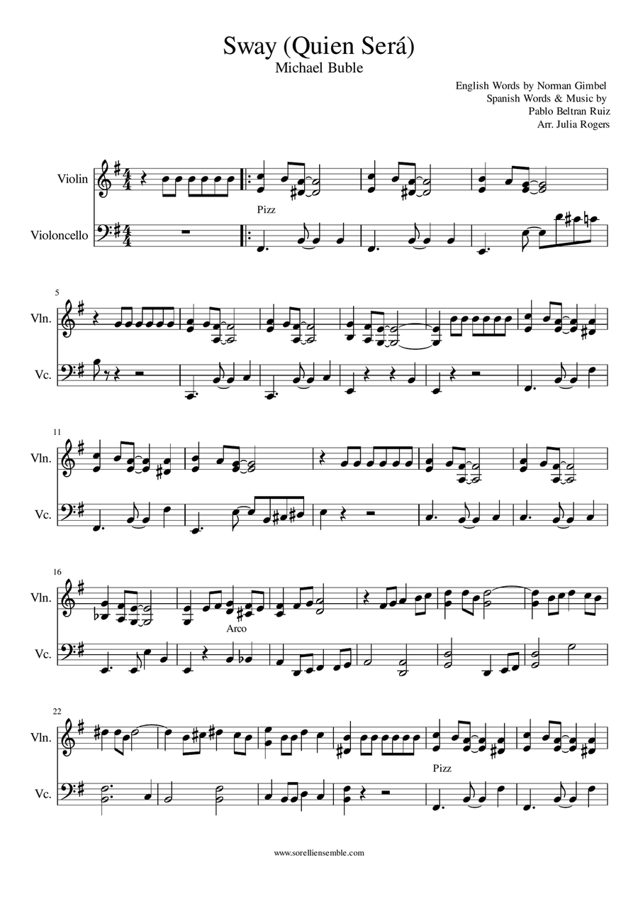 Sway (Quien Sera) String Duet scores gallery preview page 1