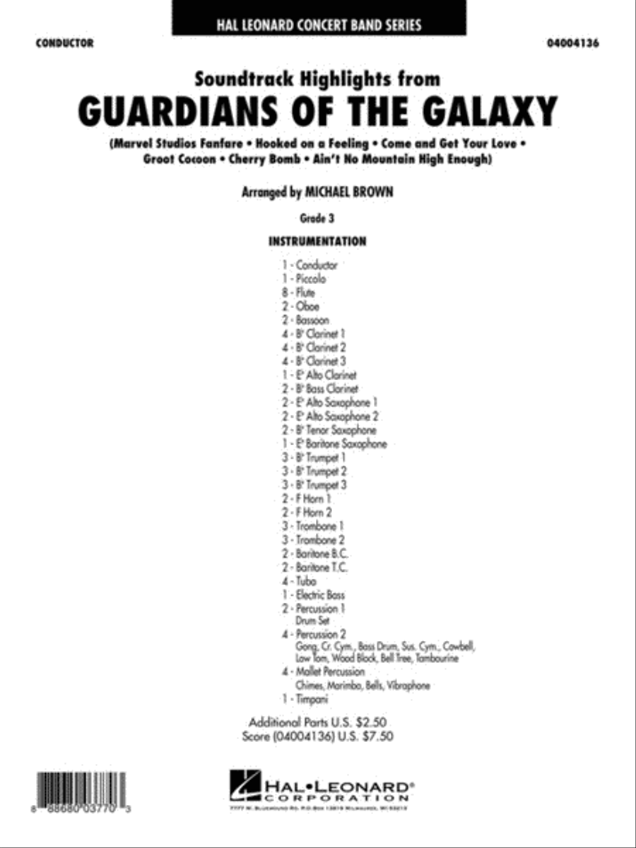 Soundtrack Highlights from Guardians of the Galaxy Concert Band scores gallery preview page 2