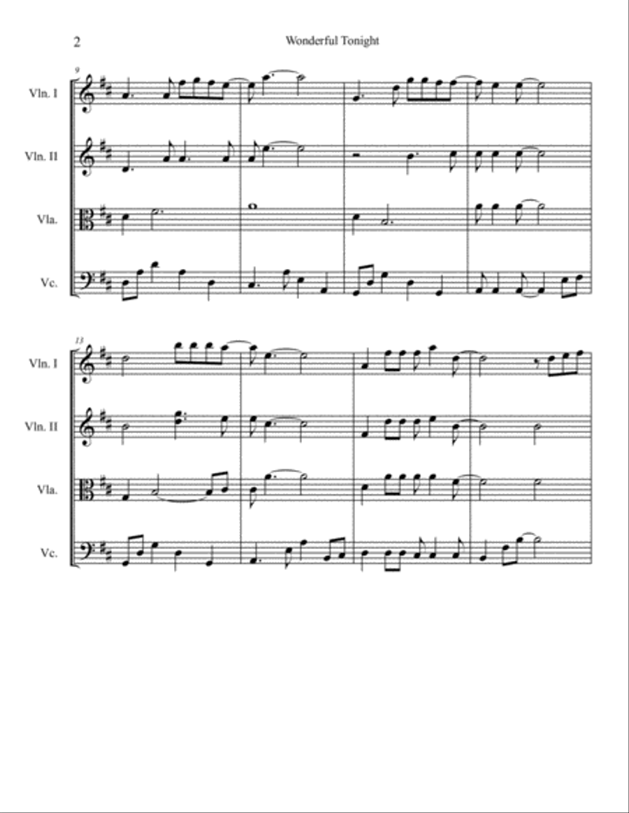 Wonderful Tonight String Quartet scores gallery preview page 2