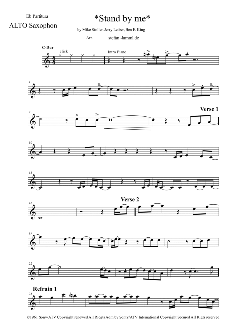 Stand By Me Alto Saxophone scores gallery preview page 1