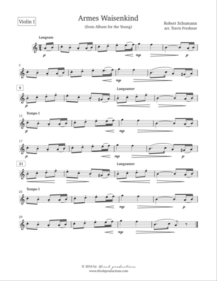 Armes Waisenkind (The Poor Orphan) String Quartet scores gallery preview page 4
