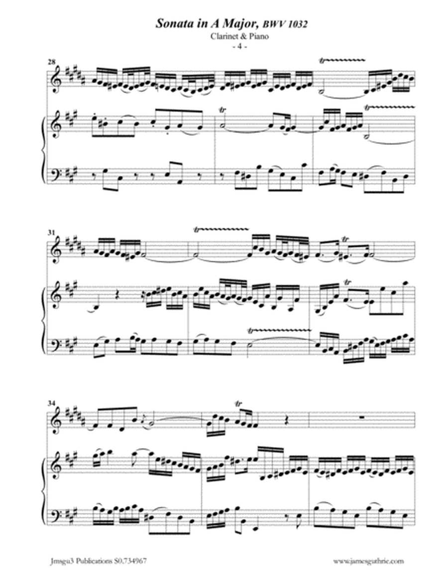 BACH: Sonata in A BWV 1032 for Clarinet & Piano image number null