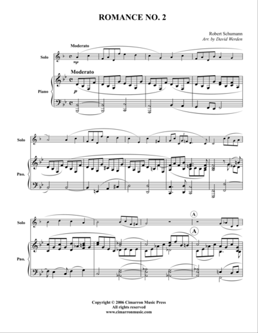 Romance No. 2 Romance No. 2 Piano Accompaniment scores gallery preview page 1