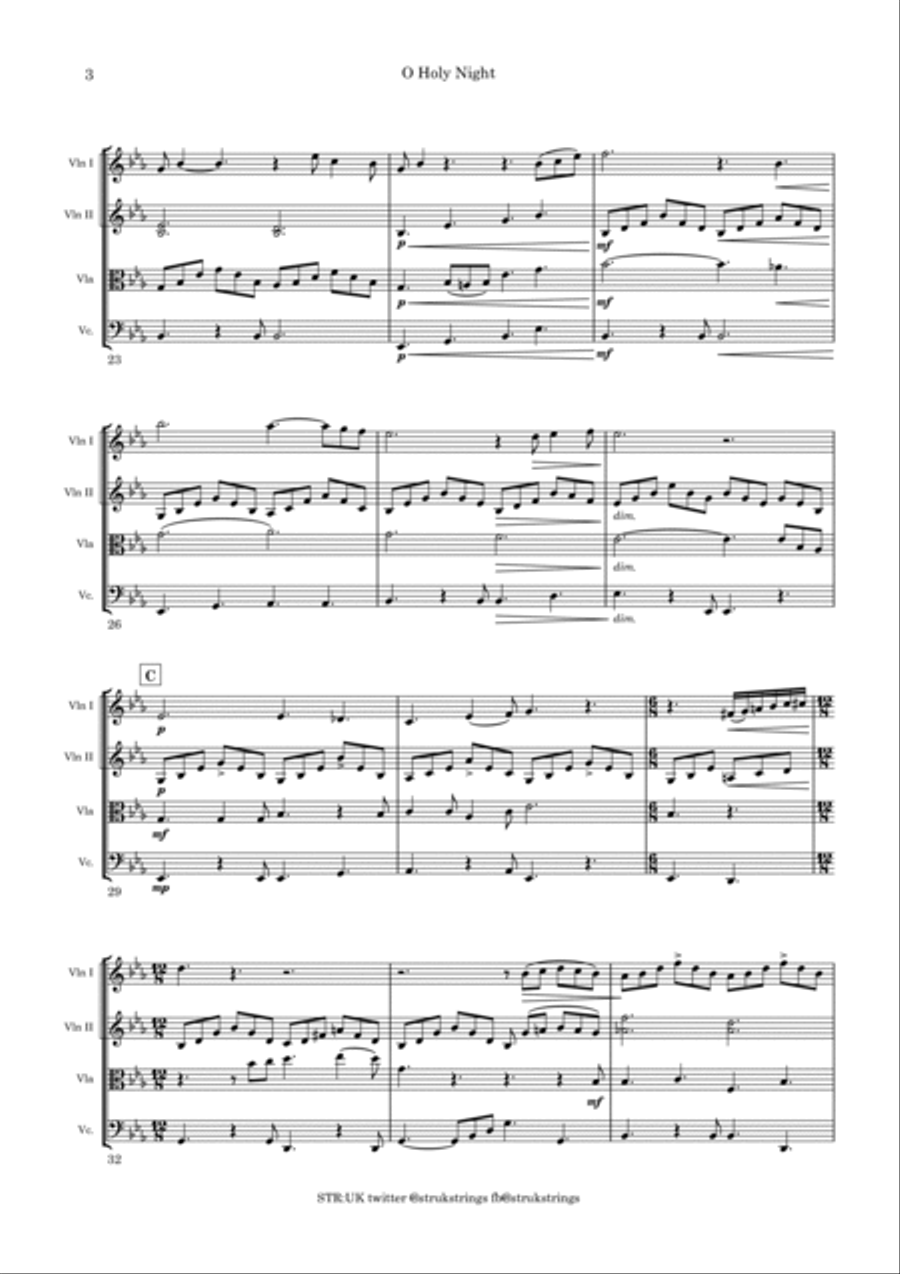 O Holy Night (String Quartet version) String Quartet scores gallery preview page 4