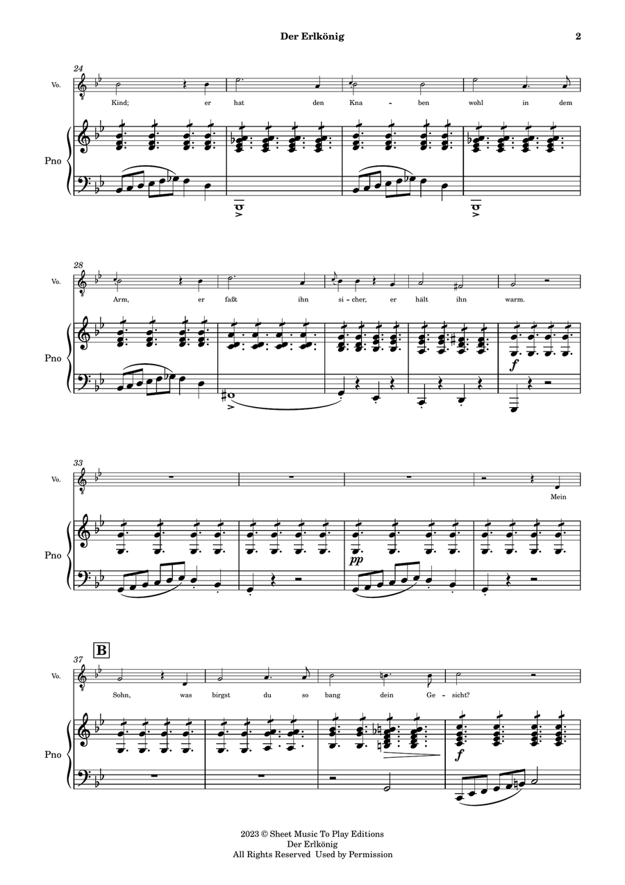 Der Erlkönig by Schubert - Voice and Piano - Original Key (Full Score and Parts) Piano, Vocal scores gallery preview page 3