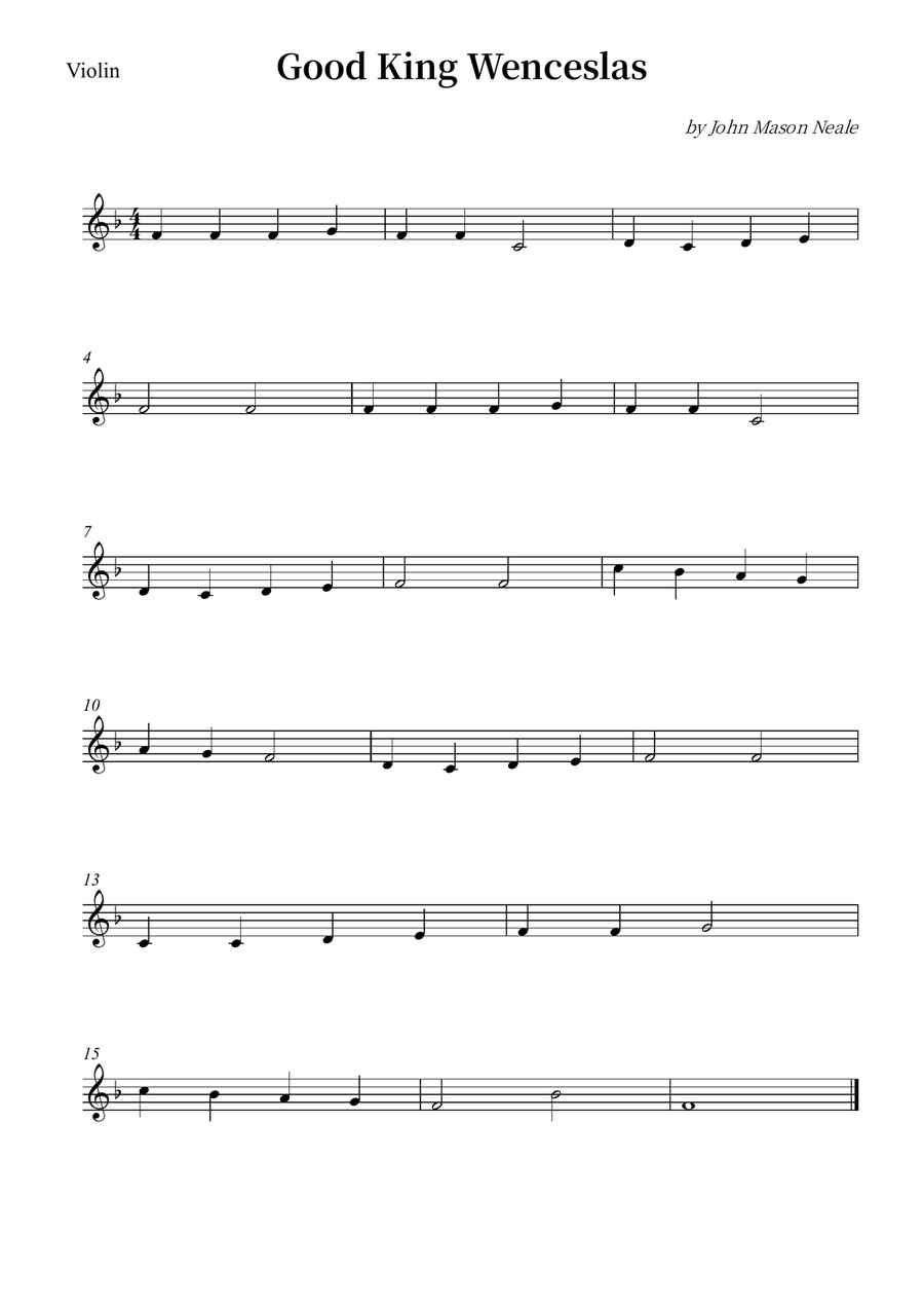 Good King Wenceslas Violin Solo scores gallery preview page 1