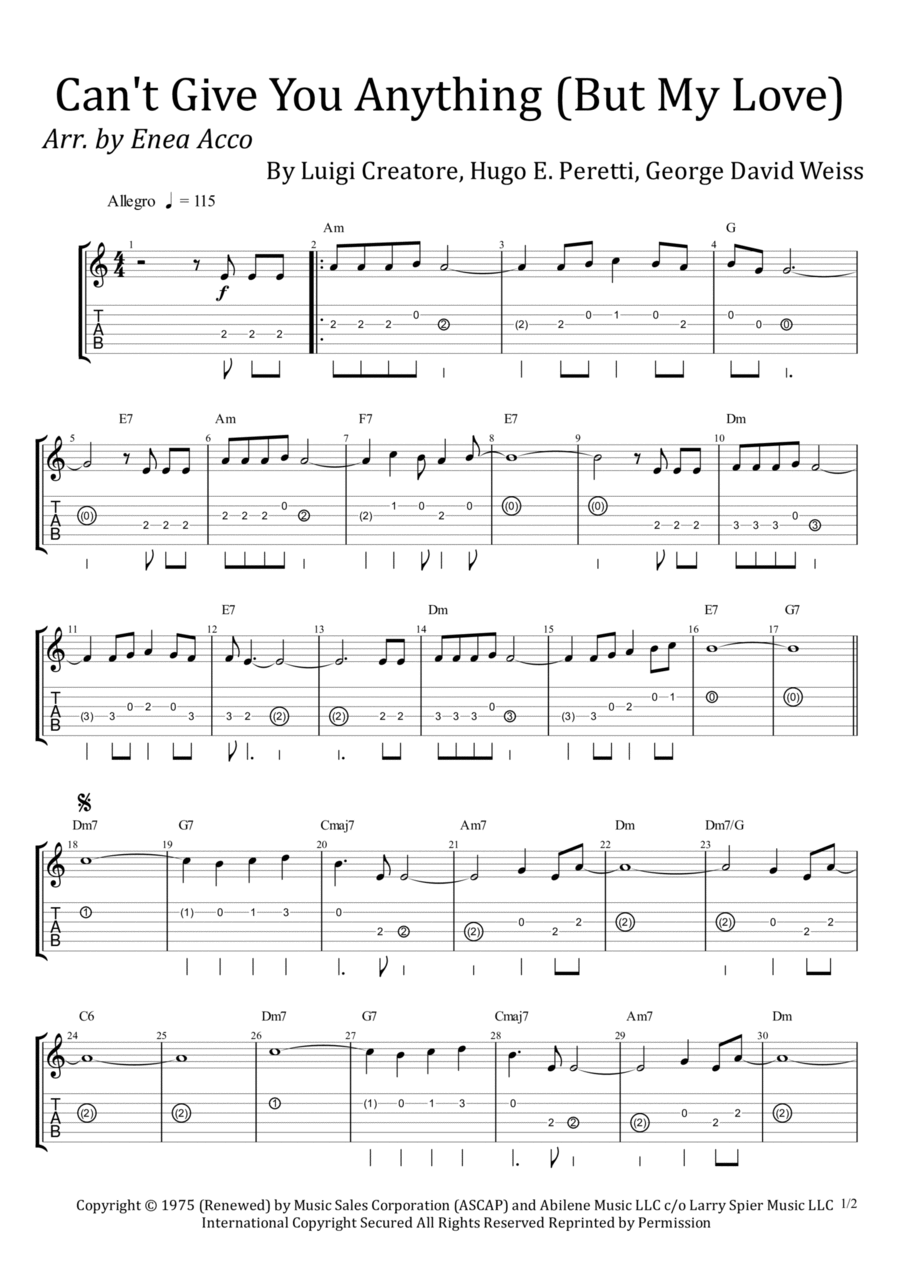 Can't Give You Anything (But My Love) Piano scores gallery preview page 1