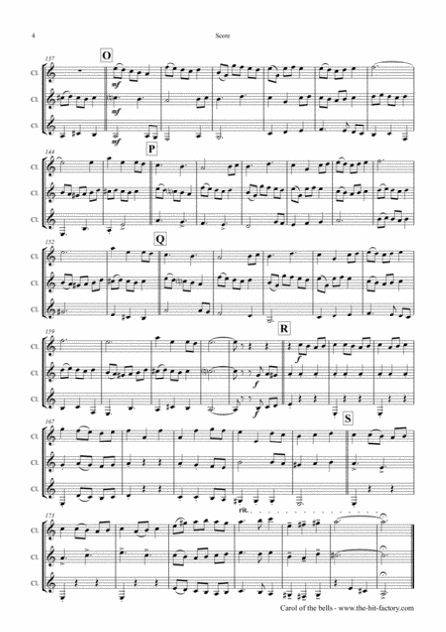 Carol of the Bells - Pentatonix style - Clarinet Trio Clarinet Trio scores gallery preview page 4