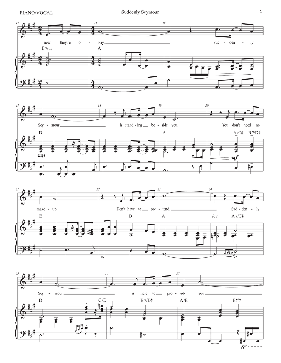 Suddenly Seymour Piano, Vocal scores gallery preview page 3