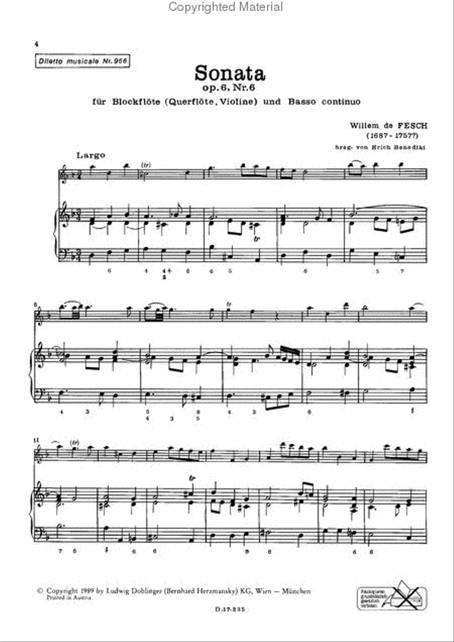 6 Sonaten op. 6, Sonata Nr. 6 d-moll Flute scores gallery preview page 2