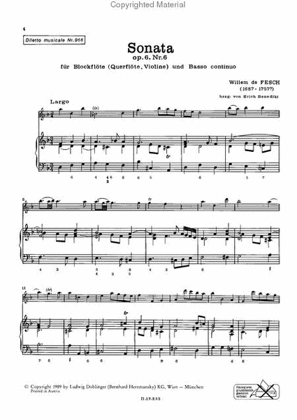 6 Sonaten op. 6, Sonata Nr. 6 d-moll