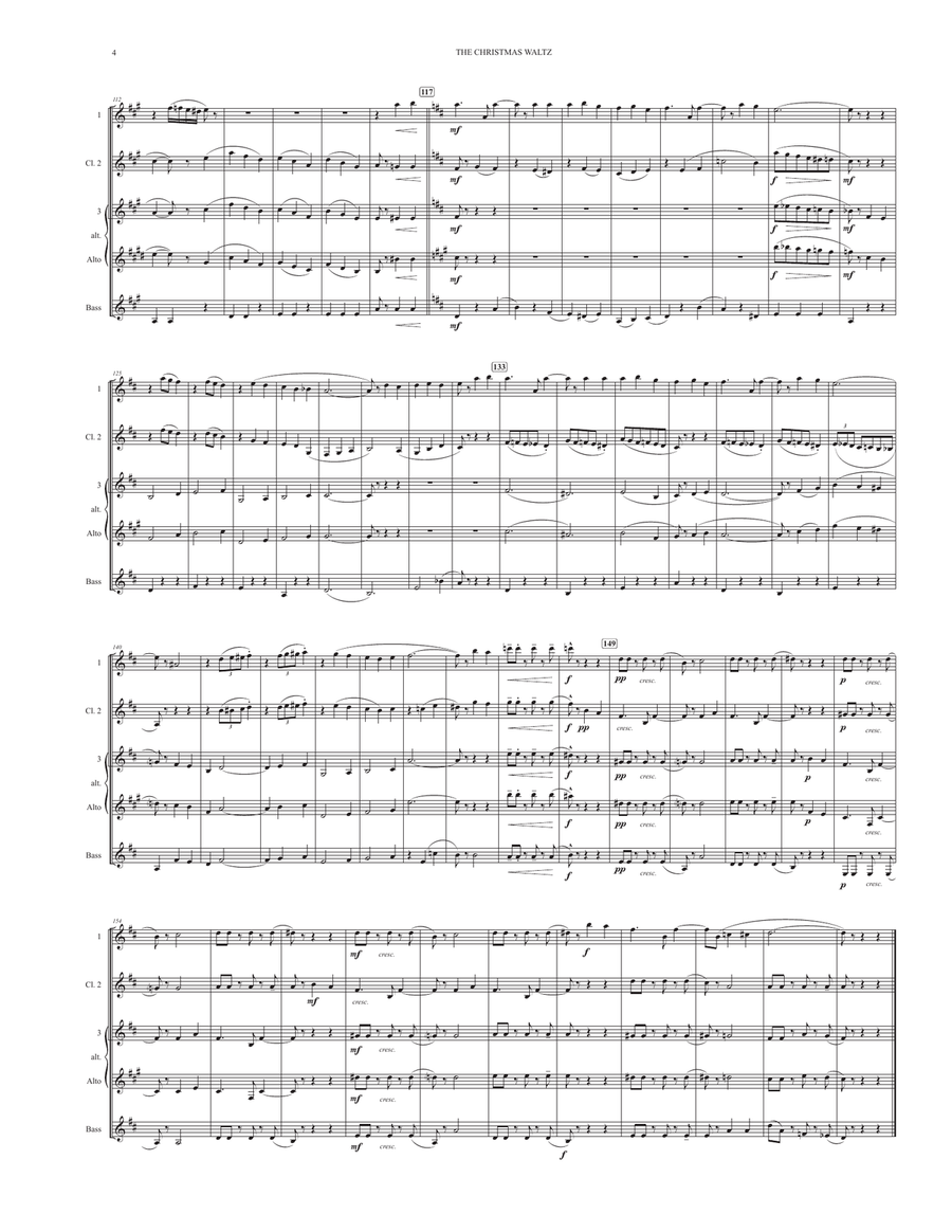 The Christmas Waltz Clarinet Quartet scores gallery preview page 4
