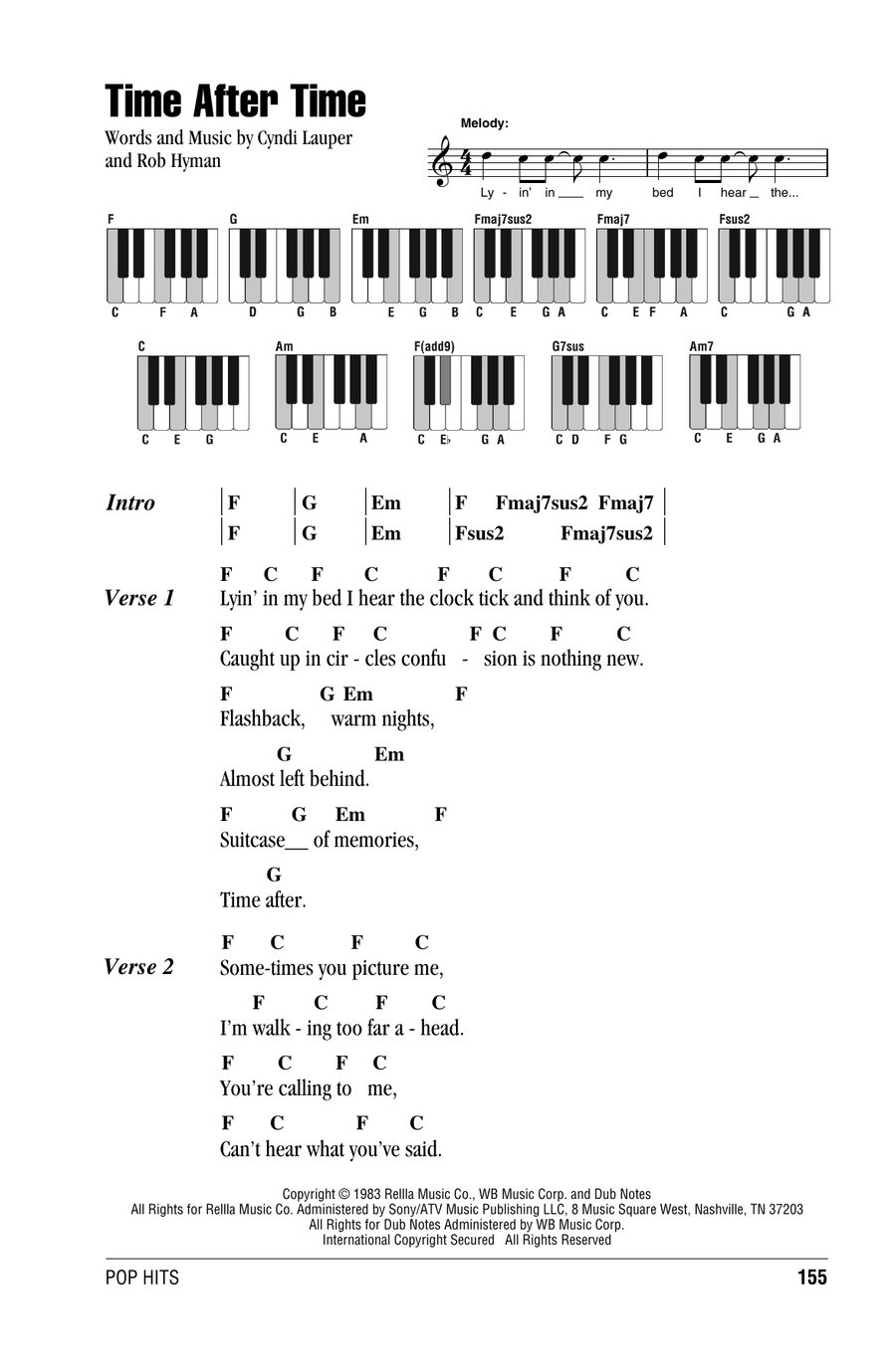 Time After Time Piano scores gallery preview page 1