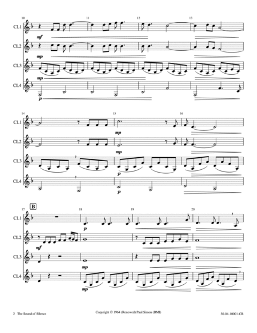 The Sound Of Silence Woodwind Ensemble scores gallery preview page 2