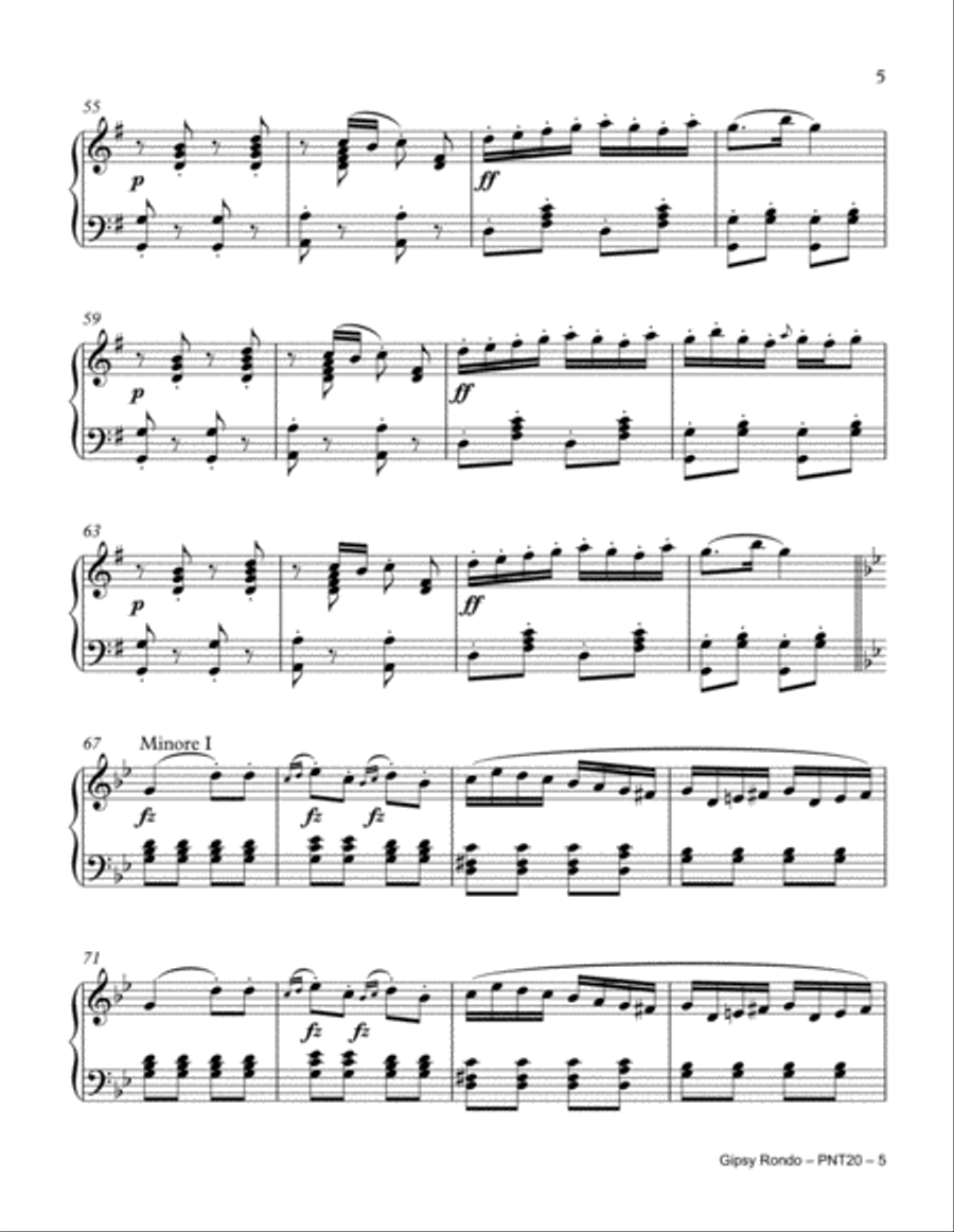 Gipsy Rondo (Hungarian Rondo) Piano Solo scores gallery preview page 5