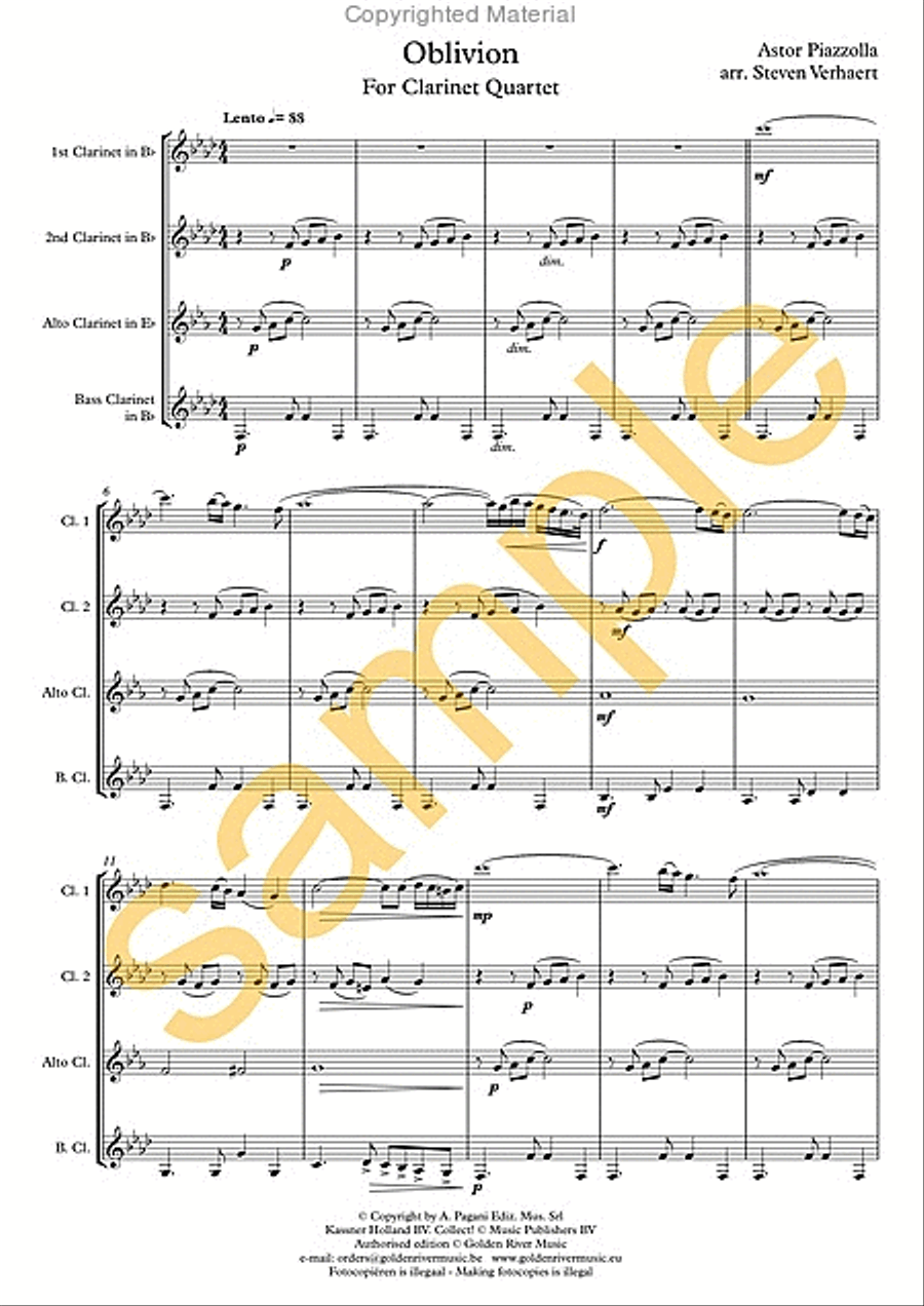 Oblivion Oblivion Clarinet Quartet scores gallery preview page 2