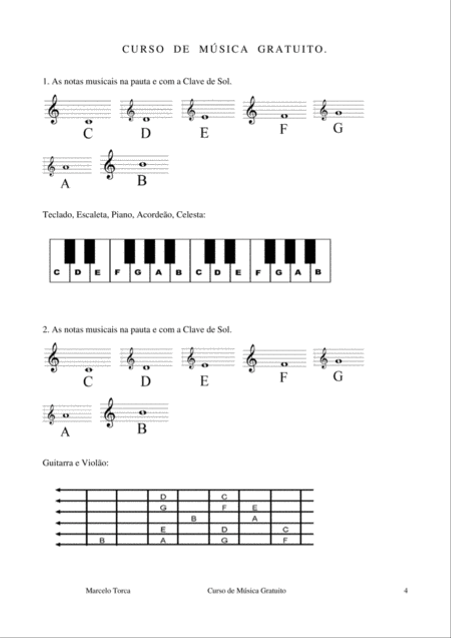Curso de Música Gratuito Piano, Vocal, Guitar scores gallery preview page 4