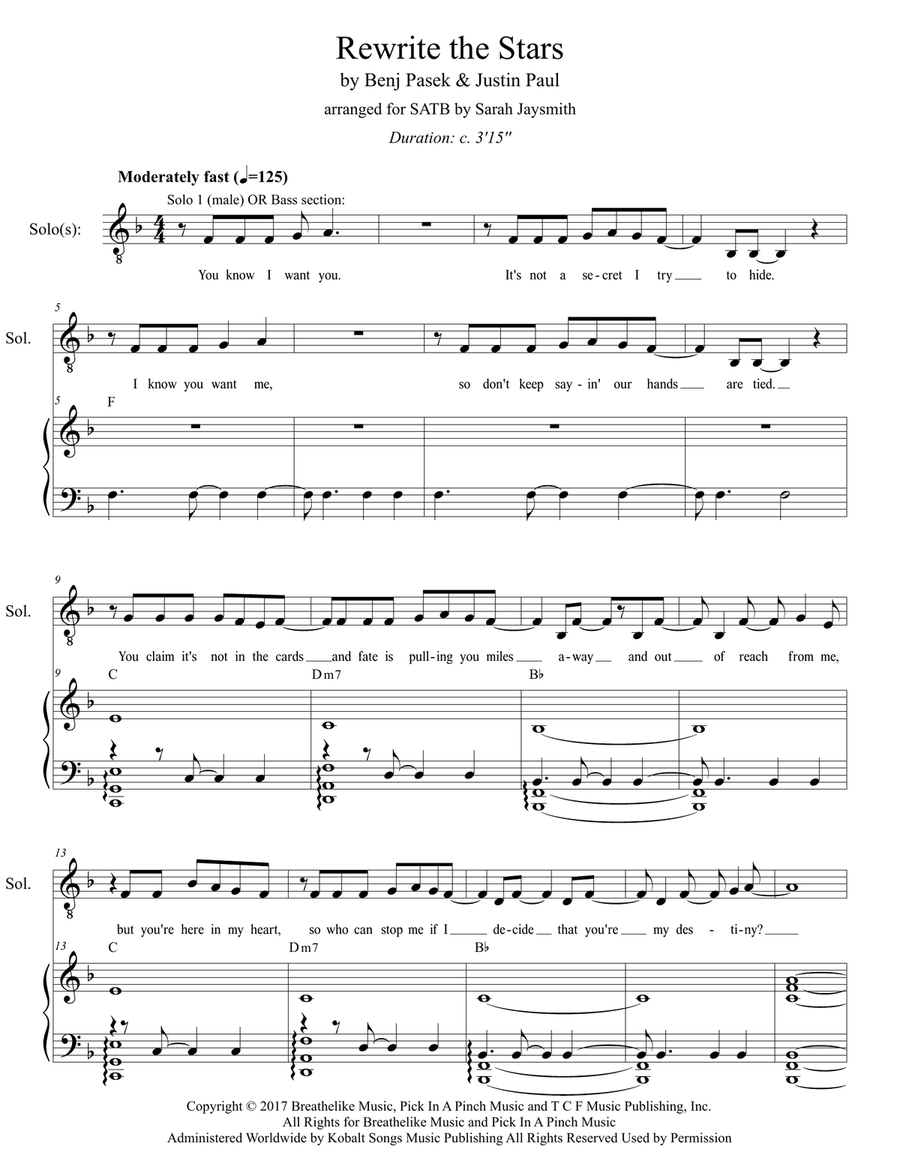 Rewrite The Stars 4-Part scores gallery preview page 1