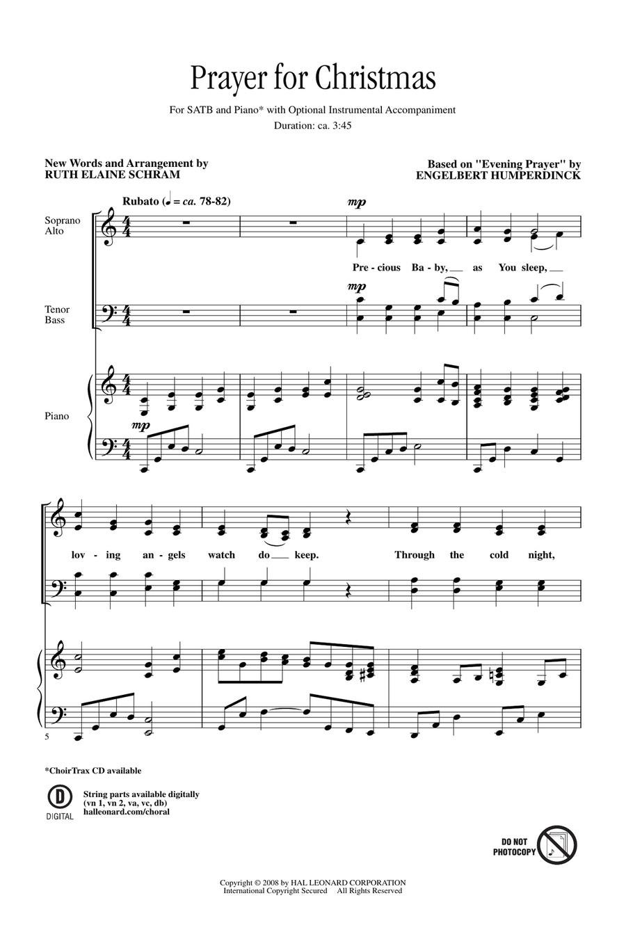 Prayer For Christmas 4-Part scores gallery preview page 1