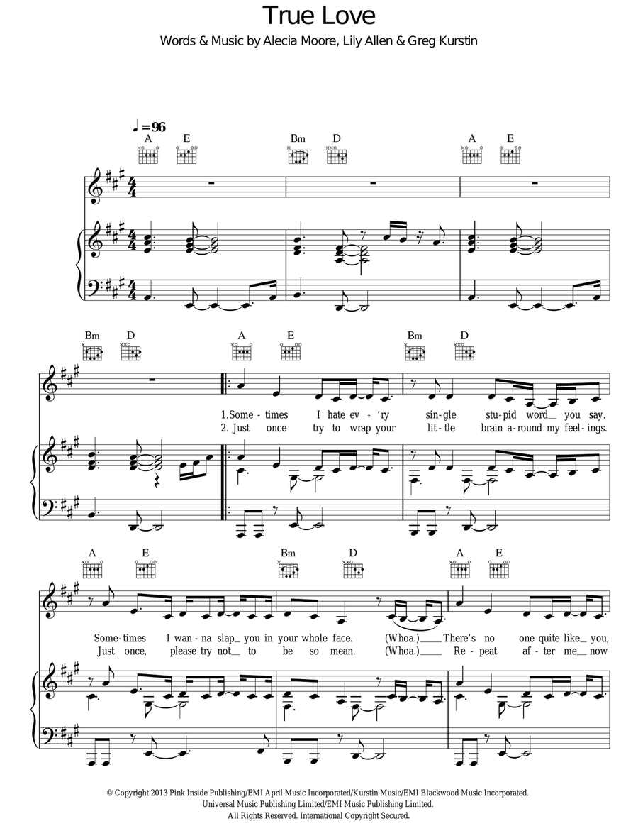 True Love True Love Acoustic Guitar scores gallery preview page 1