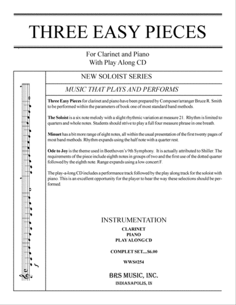 Three Easy Pieces for Clarinet Clarinet Solo scores gallery preview page 1