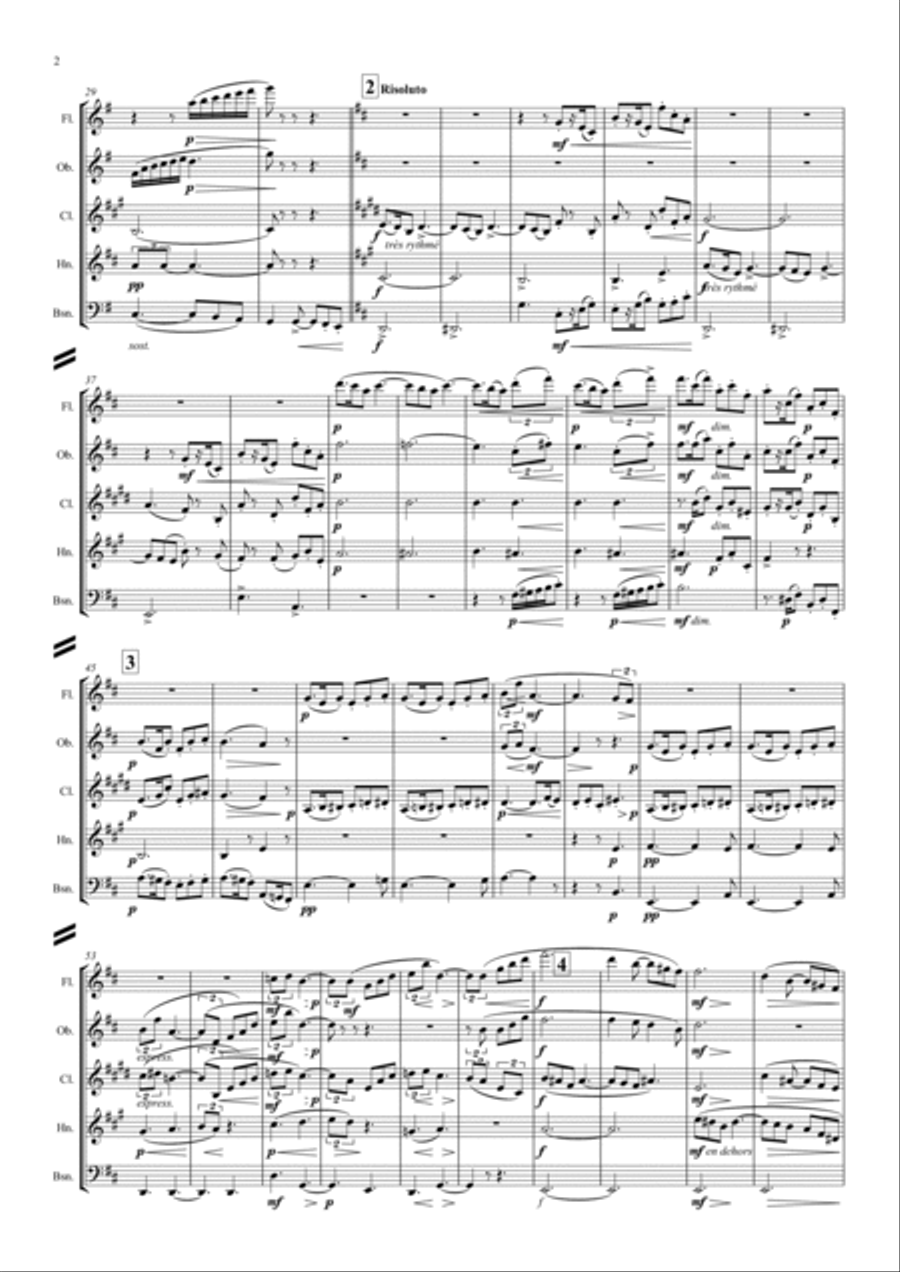 Debussy: Petite Suite (Complete - En bateau, Cortege, Minuet & Ballet) - wind quintet Woodwind Quintet scores gallery preview page 3