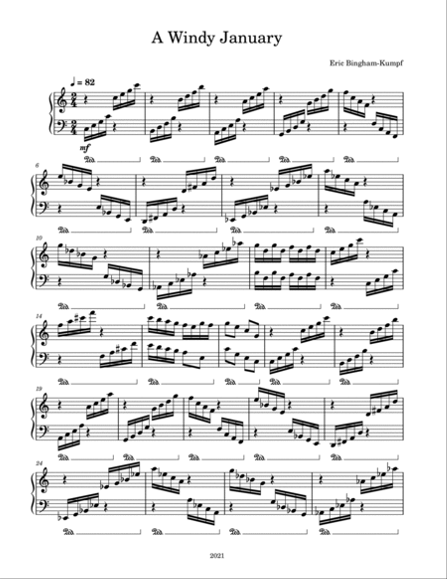 A Windy January Piano Solo scores gallery preview page 1