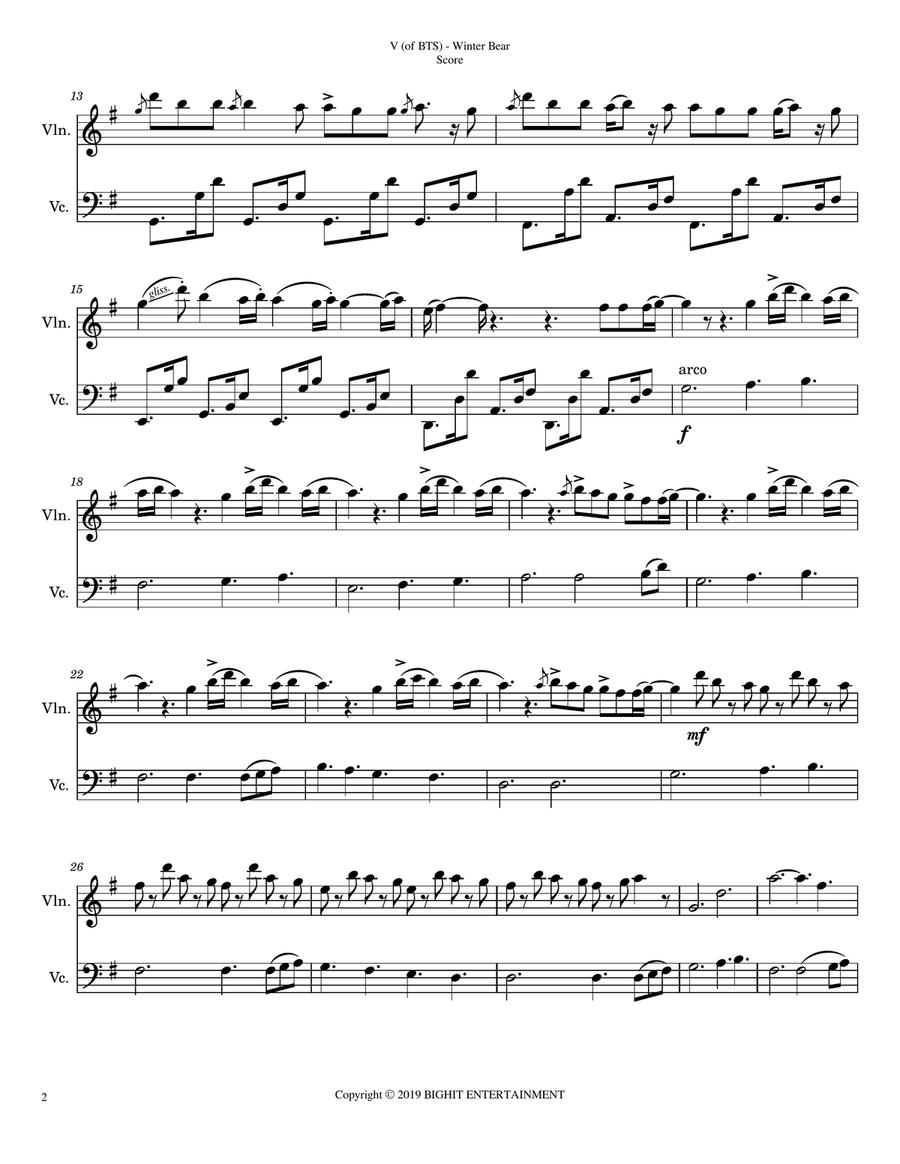 Winter Bear String Duet scores gallery preview page 2