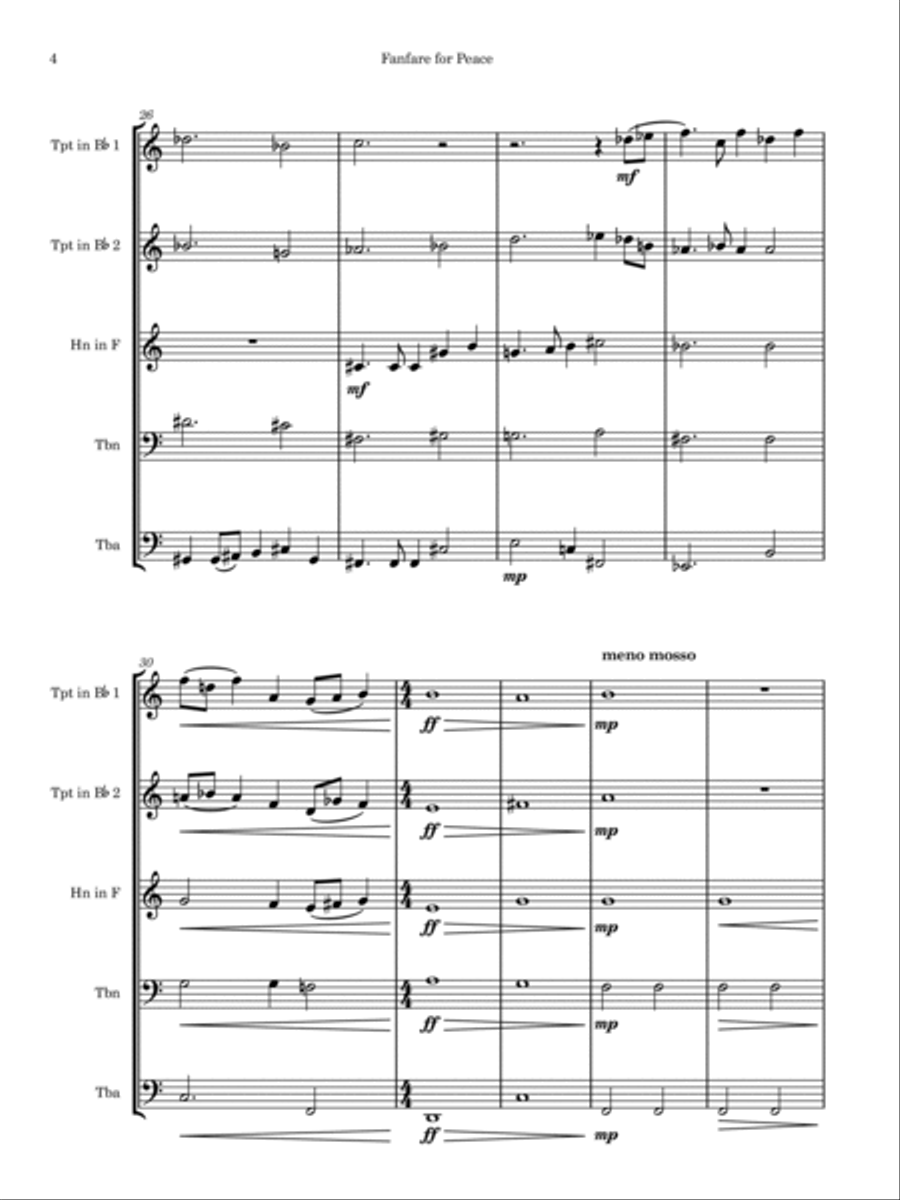 Fanfare for Peace Brass Ensemble scores gallery preview page 4