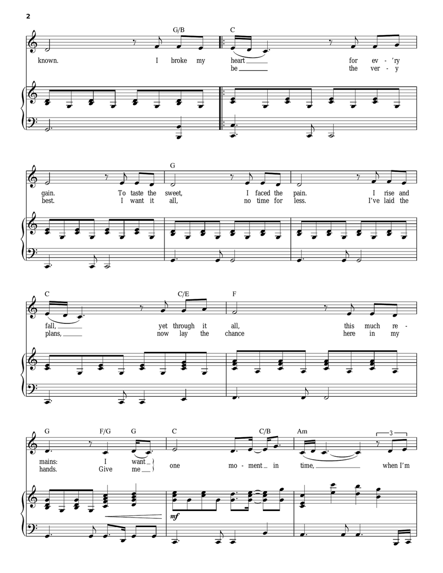 One Moment In Time Piano, Vocal scores gallery preview page 2